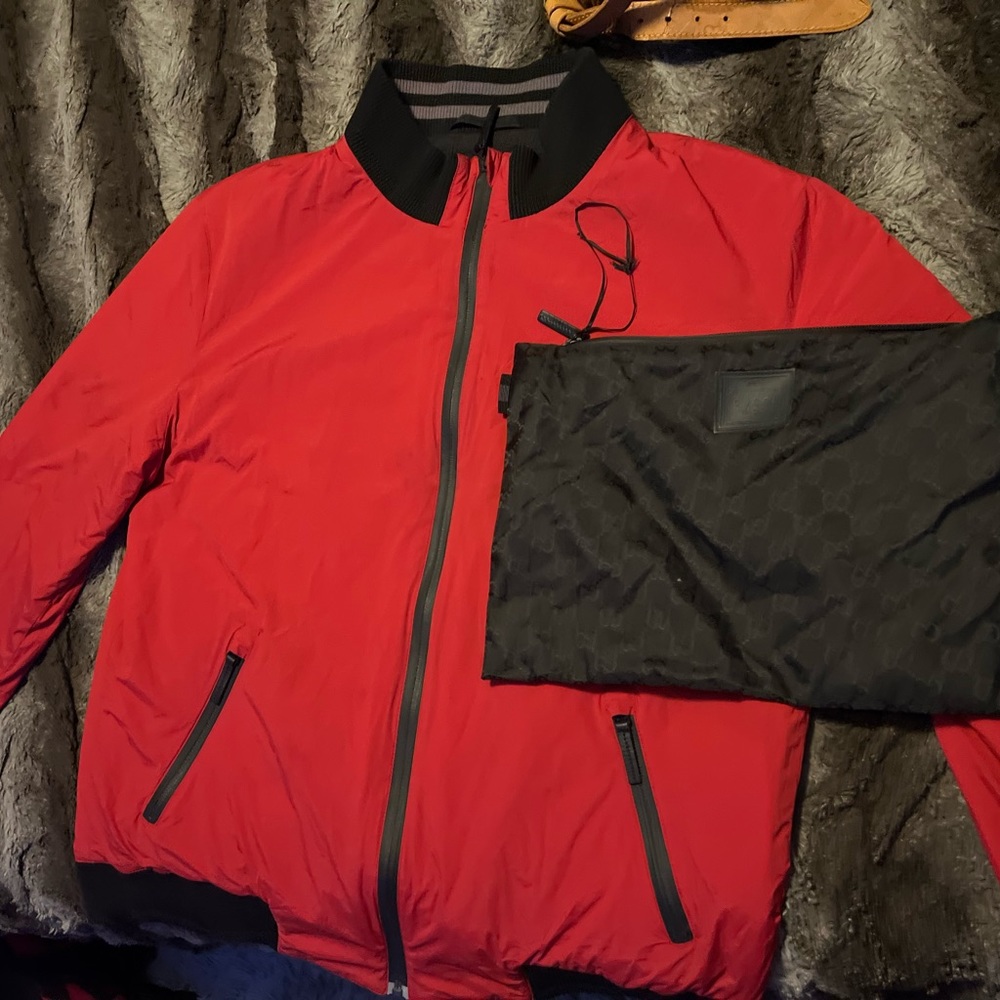 GUCCI VIAGGIO RED BOMBER JACKET SIZE 52